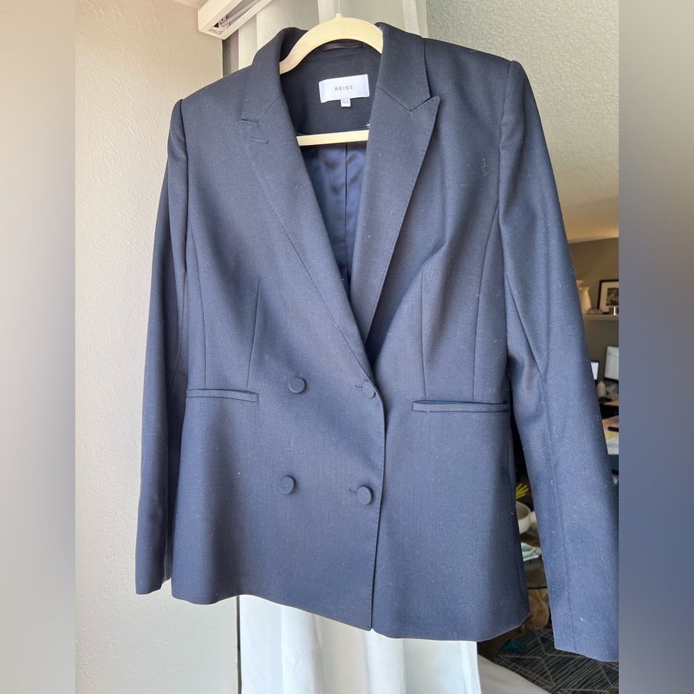 Reiss Navy Double-Breasted Blazer